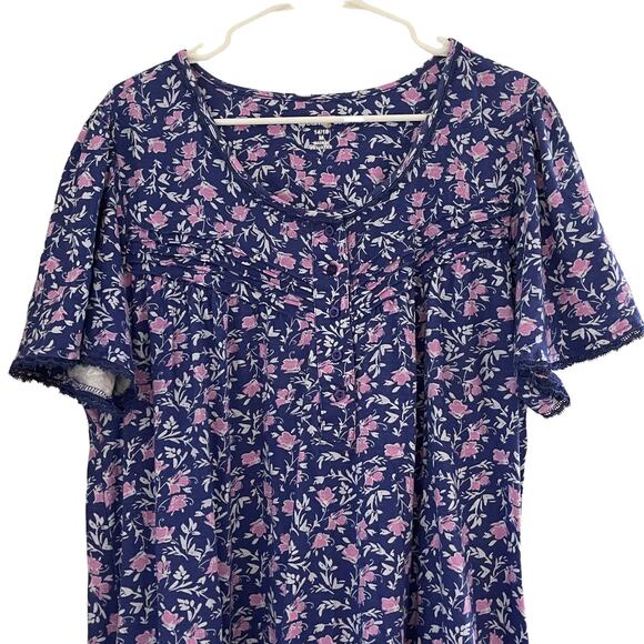 Dreams Co Floral Dress Scoop Neck 100% Cotton Size Medium - Picture 2 of 7
